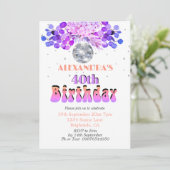 Geburtstags-Blumenladen Lila Diskothek Einladung (Stehend Vorderseite)