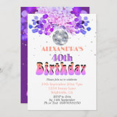 Geburtstags-Blumenladen Lila Diskothek Einladung (Vorne/Hinten)