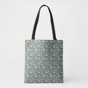 Geburtstags-Blumenmuster in Blau, Braun und Beige Tasche