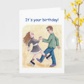 Geburtstags-Boogieschuhe Karte (Gelbe Blume)