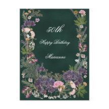 Geburtstags-Botanical-Floral auf moody Forest Grün