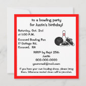Geburtstags-Bowlings-Party Einladung (Rückseite)