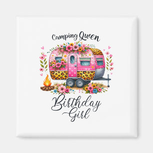 Geburtstags-Camping-Königin Camp Pink Floral Van G Magnet