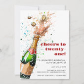 Geburtstags Champagner-Foto Einladung (Vorderseite)