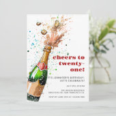 Geburtstags Champagner-Foto Einladung (Stehend Vorderseite)