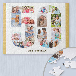 Geburtstags Collage Nummer 50 mit individuellem Fo Puzzle
