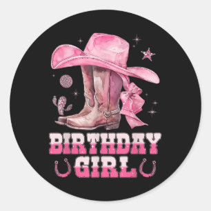 Geburtstags-Cowgirl Western Geburtstagsmädchen Par Runder Aufkleber