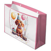 Geburtstags-Dachshunde Große Geschenktüte (Vorderseite Schrägansicht)