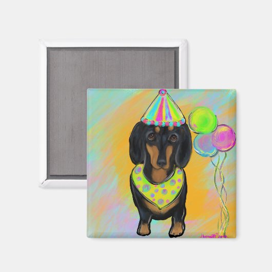 Geburtstags-Dackel Magnet (Vorderseite/Rückseite)