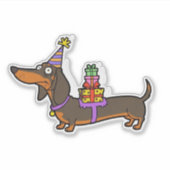 Geburtstags-Dackel mit Geschenken Aufkleber (Vorderseite)