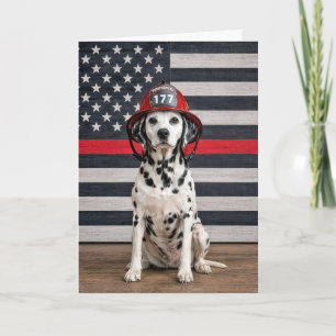 Geburtstags-Dalmatinerhund mit Feuerwehrhelm Karte