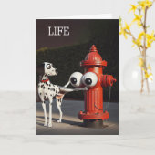 Geburtstags-Dalmatinie und Rotes Feuer Karte (Gelbe Blume)