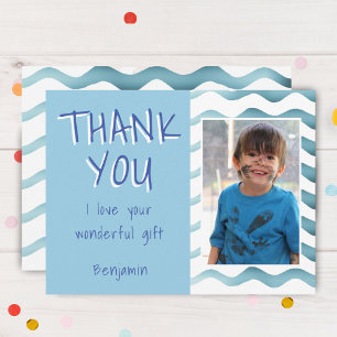 Geburtstags-Dankeschön-Kinder-Foto-Postkarte Blau Postkarte
