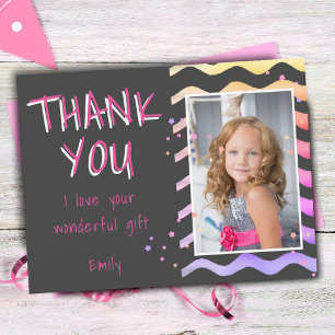 Geburtstags-Dankeschön-Kinder-Foto-Postkarte Rosa Postkarte