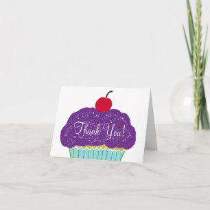 Geburtstags-Dankeschön-lila-Cupcake Karte