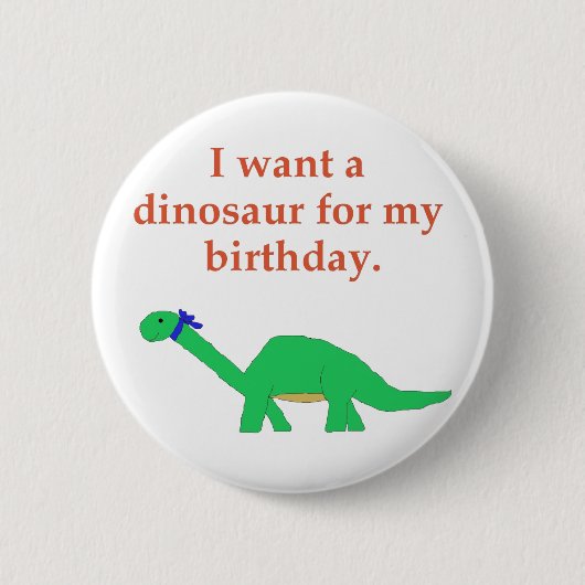 Geburtstags-Dinosaurier-Button Button (Vorderseite)