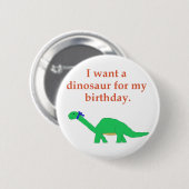 Geburtstags-Dinosaurier-Button Button (Vorne & Hinten)