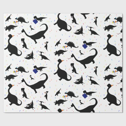Geburtstags-Dinosaurier Geschenkpapier (Flach)
