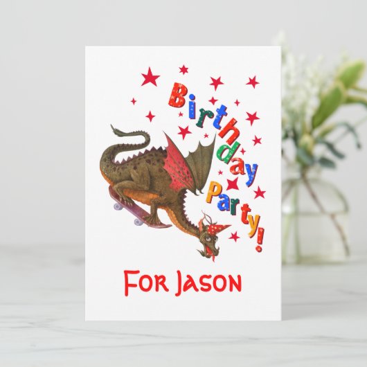 Geburtstags-Drache Einladung (Stehend Vorderseite)