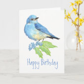 Geburtstags-Drossel-Aquarell-Vogel-Sammlung Karte (Gelbe Blume)