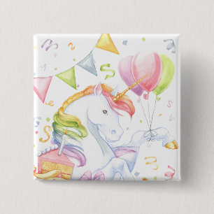 Geburtstags-Einhorn Button