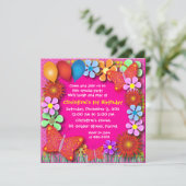 Geburtstags-Einladung: 003 Schmetterlinge und Einladung (Stehend Vorderseite)