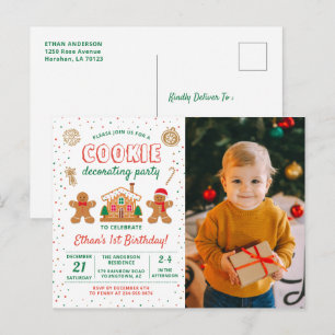 Geburtstags-Einladung mit Foto zur Keksverzierung Postkarte