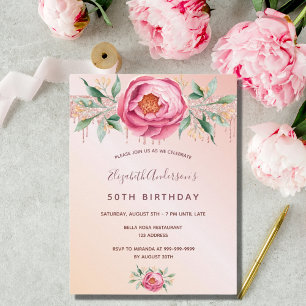 Geburtstags-Einladung mit glitzernden rosa Goldros Postkarte