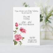 Geburtstags-Einladung mit rosa Rosen Einladung (Stehend Vorderseite)