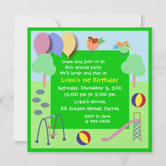 Geburtstags-Einladung: Spielplatz 006 Einladung (Vorderseite)