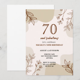 Geburtstags-Einladung zum 70. Beige Braun Einladung