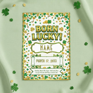 Geburtstags-Einladung zum St. Patrick’s Day „Born Karte