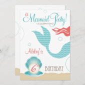 Geburtstags-Einladungen des Meerjungfrau-Party-| Einladung (Vorne/Hinten)