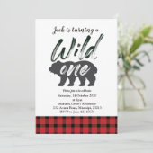 Geburtstags-Einladungskarte des Flanells wilde Einladung (Stehend Vorderseite)