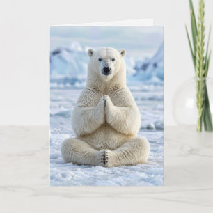 Geburtstags-Eisbär in einer Yoga-Pose Karte