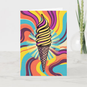 Geburtstags-Eiscreme-Kegel Psychedelische Pop-Art Karte