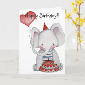 Geburtstags-Elefant-Karte Karte (Gelbe Blume)