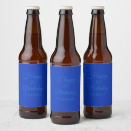 Geburtstags-Etiketten für Essen und Trinken - Blau Bierflaschenetikett