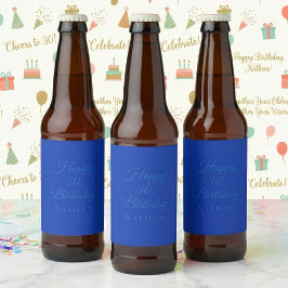 Geburtstags-Etiketten für Essen und Trinken - Blau Bierflaschenetikett