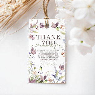 Geburtstags-Etiketten für wilde Blumen als Gastges Geschenkanhänger