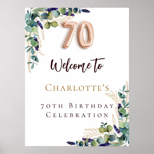 Geburtstags-Eukalyptus-Grün Poster (Vorne)