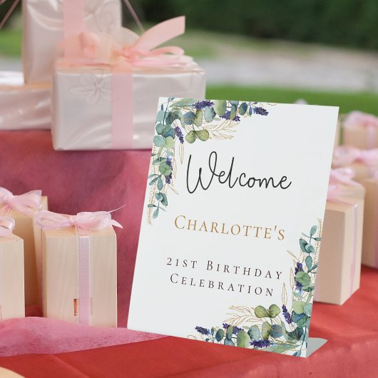 Geburtstags-Eukalyptus-Grünschrift Sockelschild