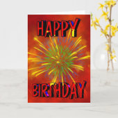 Geburtstags-Feuerwerke Karte (Gelbe Blume)