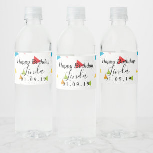 Geburtstags-Fiesta-Konfetti-Formen Wasserflaschenetikett