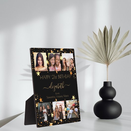 Geburtstags-Foto-Collage schwarzes Gold beste Freu Fotoplatte