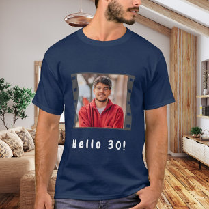 Geburtstags Foto Film Hallo Typ Männer blau T-Shirt