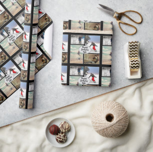 Geburtstags-Fotocollage für Jungen personalisiert Geschenkpapier