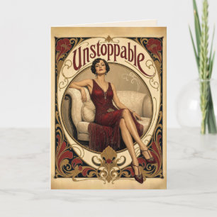 Geburtstags-Frau im Jugendstil Karte