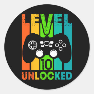 Geburtstags-Gamer-Junge oder Gamer-Girl - Stufe 10 Runder Aufkleber