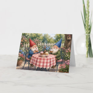 Geburtstags-Gartenzwerge, die Cupcakes essen Karte